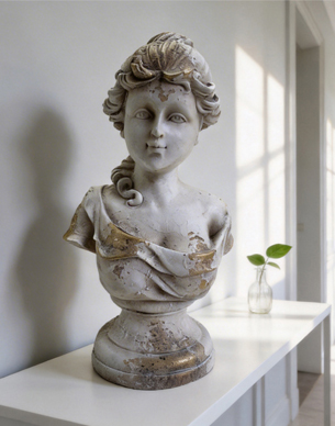 Vintage French Girl Bust Statue