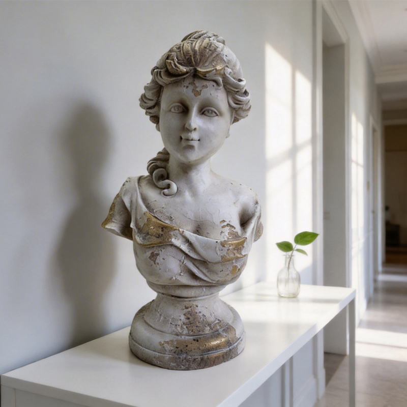 Vintage French Girl Bust Statue