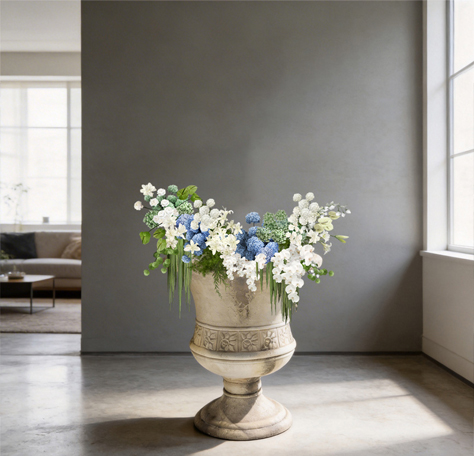 Retro Relief High Footed Flowerpot Retro Relief High Footed Flowerpot