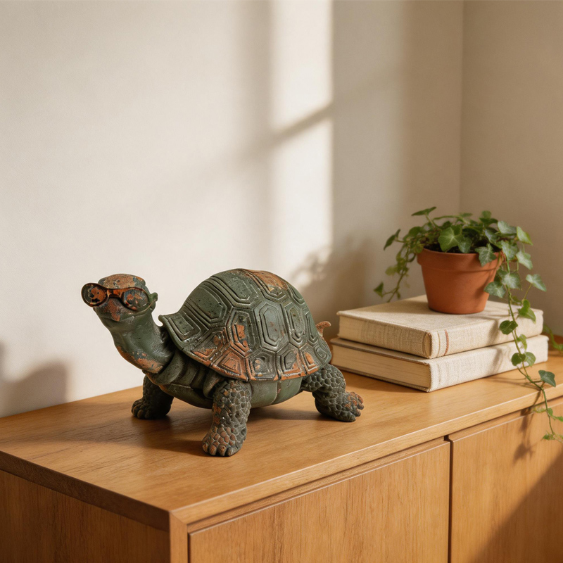 Retro turtle decoration with glasses