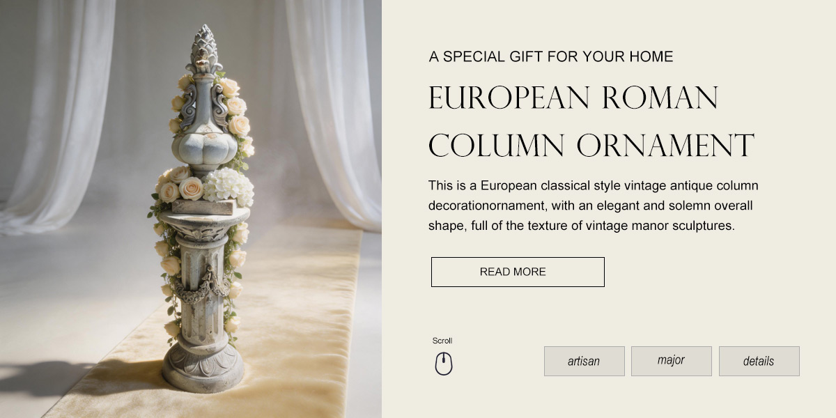 European Retro Antique Carved Column Decoration
