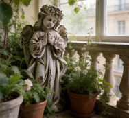 Vintage European Prayer Angel Statue | 15.55" Neoclassical Female Figurine for Home & Garden Decor