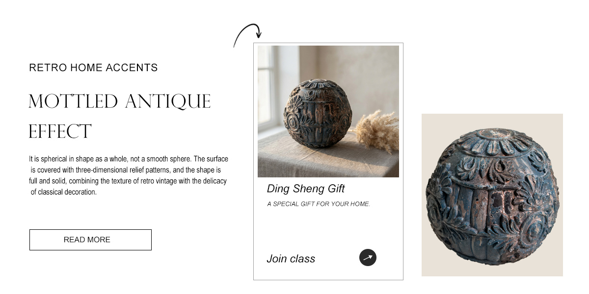 Vintage Antique Style Carved Decorative Ball Ornament