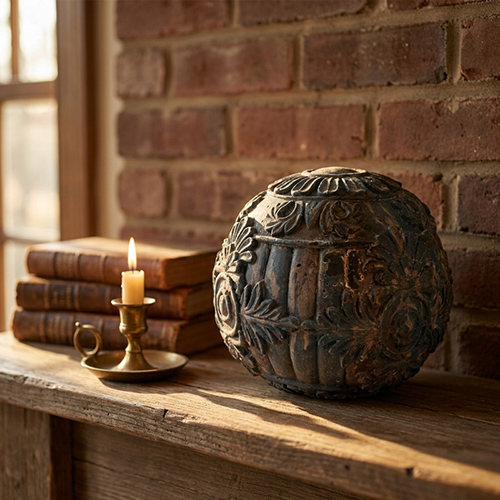 Vintage Antique Style Carved Decorative Ball Ornament