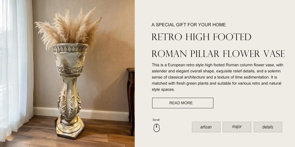 Retro High Footed Roman Pillar Flower Vase Retro High Footed Roman Pillar Flower Vase