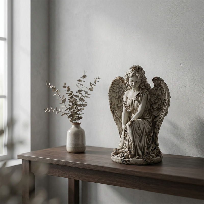 Vintage Kneeling Angel Sculpture Ornament