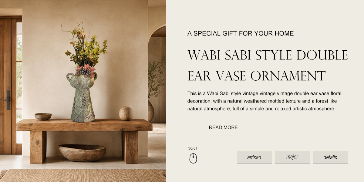 Wabi Sabi Style Double Ear Vase Ornament Wabi Sabi Style Double Ear Vase Ornament