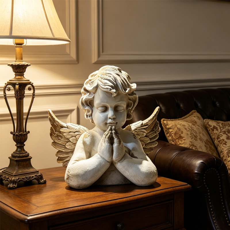 Retro Prayer Angel Half Body Sculpture