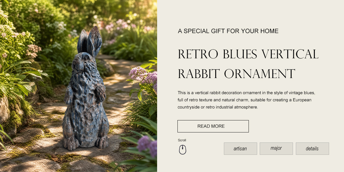 Retro Textured Magnesia Standing Hare Statue Retro Textured Magnesia Standing Hare Statue