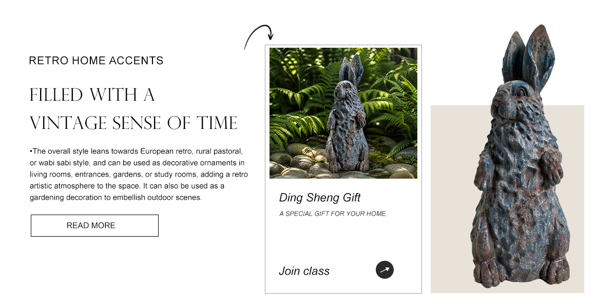 Retro Textured Magnesia Standing Hare Statue Retro Textured Magnesia Standing Hare Statue
