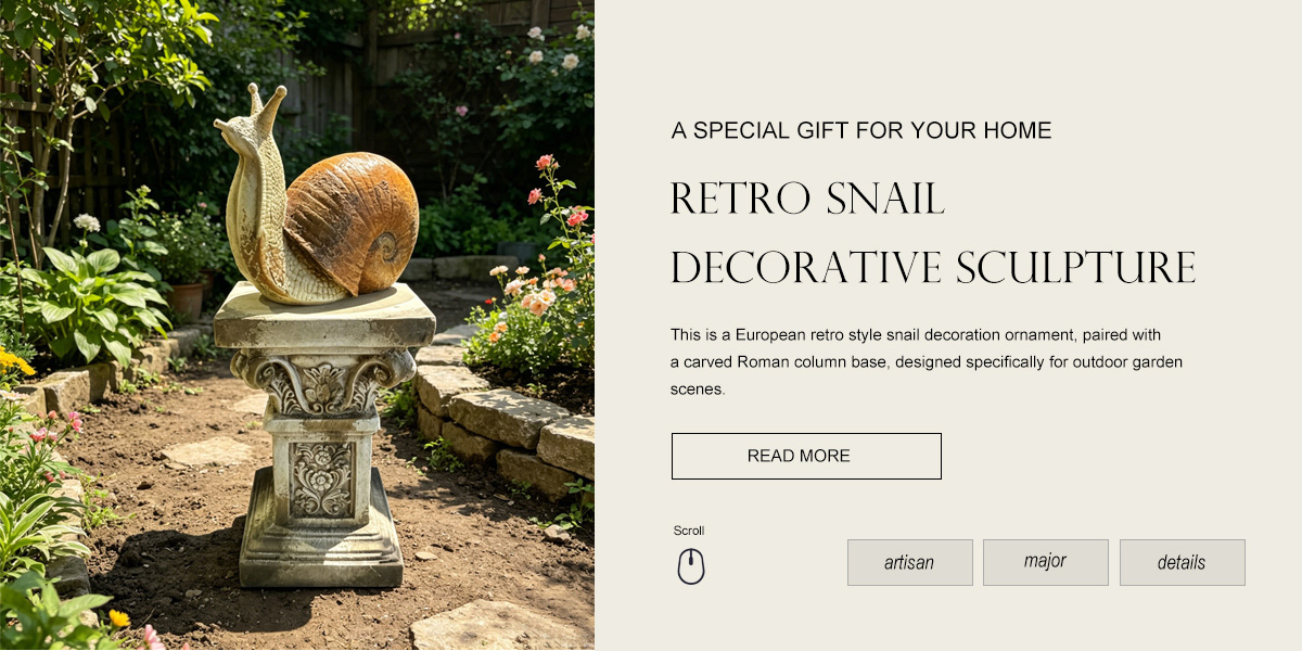 PersonalisedRetro Snail Statue with Roman Pillar Pedestal Set PersonalisedRetro Snail Statue with Roman Pillar Pedestal Set
