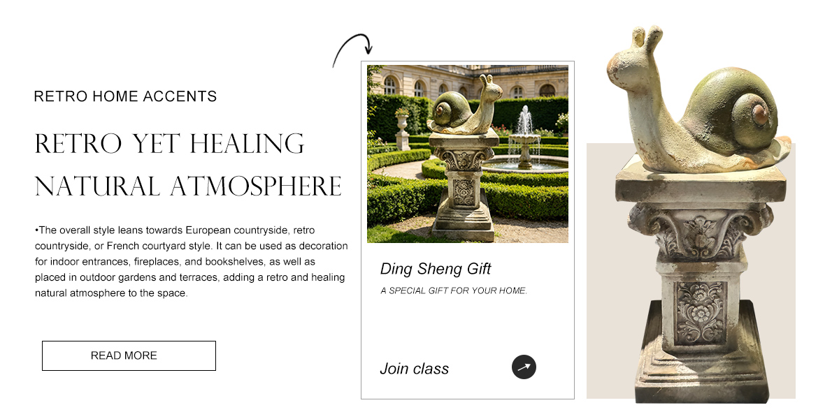 Printed Retro Green Snail Statue with Roman Pillar Pedestal Set Printed Retro Green Snail Statue with Roman Pillar Pedestal Set