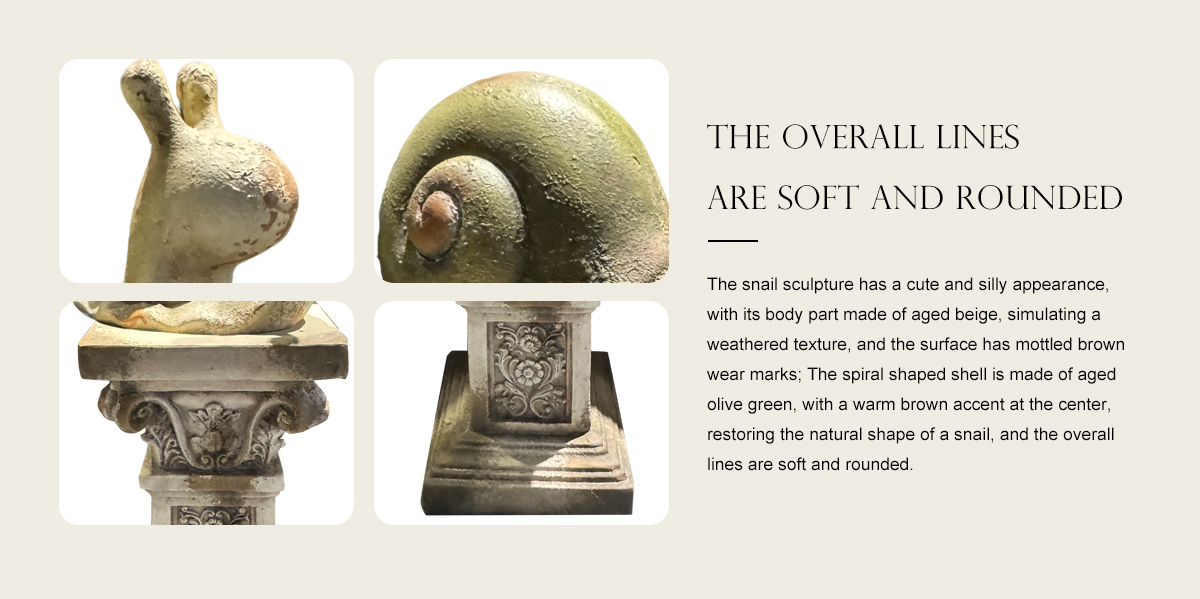 Printed Retro Green Snail Statue with Roman Pillar Pedestal Set Printed Retro Green Snail Statue with Roman Pillar Pedestal Set