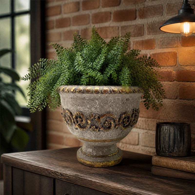 Vintage Gilded Roman Urn Planter
