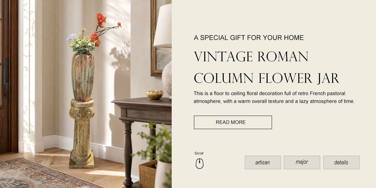 Tall Retro Roman Column Pedestal and Vase Set Tall Retro Roman Column Pedestal and Vase Set
