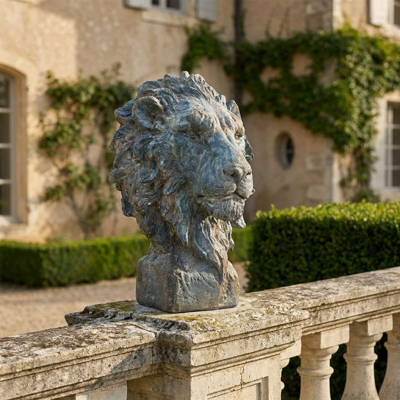 Vintage Majestic Lion Head Bust Statue