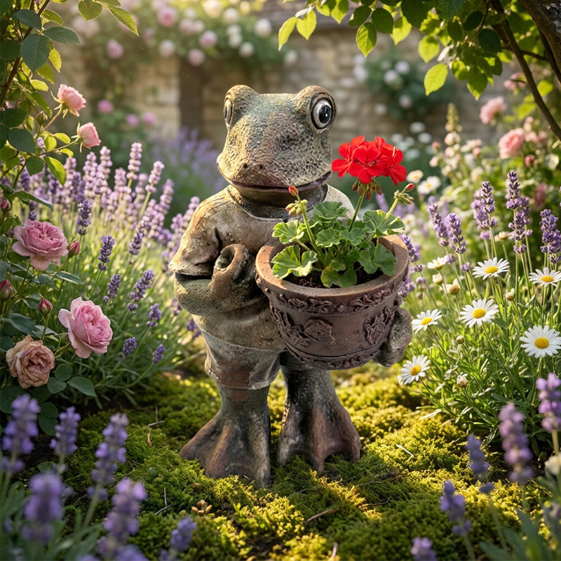 Vintage Whimsical Frog Holding Flowerpot Statue Vintage Whimsical Frog Holding Flowerpot Statue
