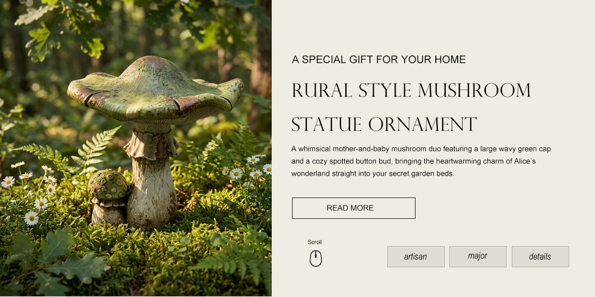 Vintage Double Forest Mushroom Garden Statue