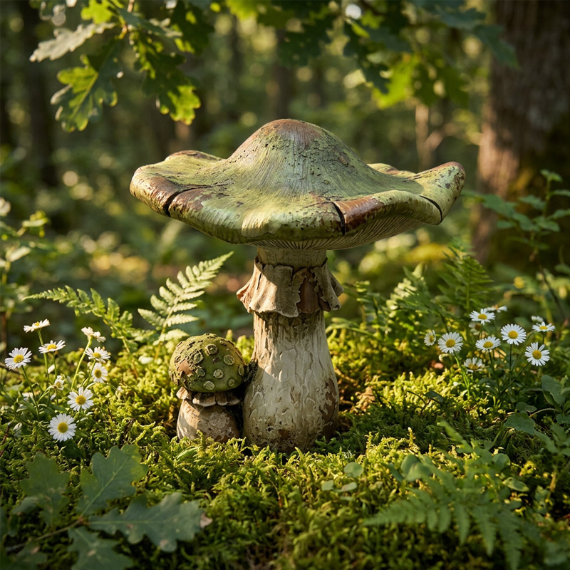 Vintage Double Forest Mushroom Garden Statue