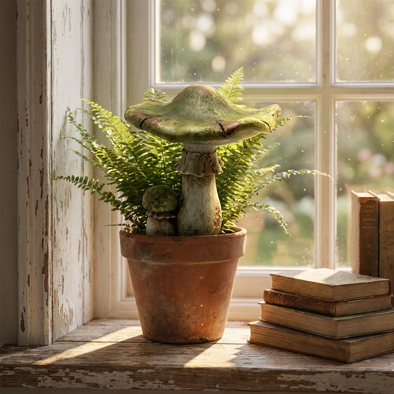 Vintage Double Forest Mushroom Garden Statue