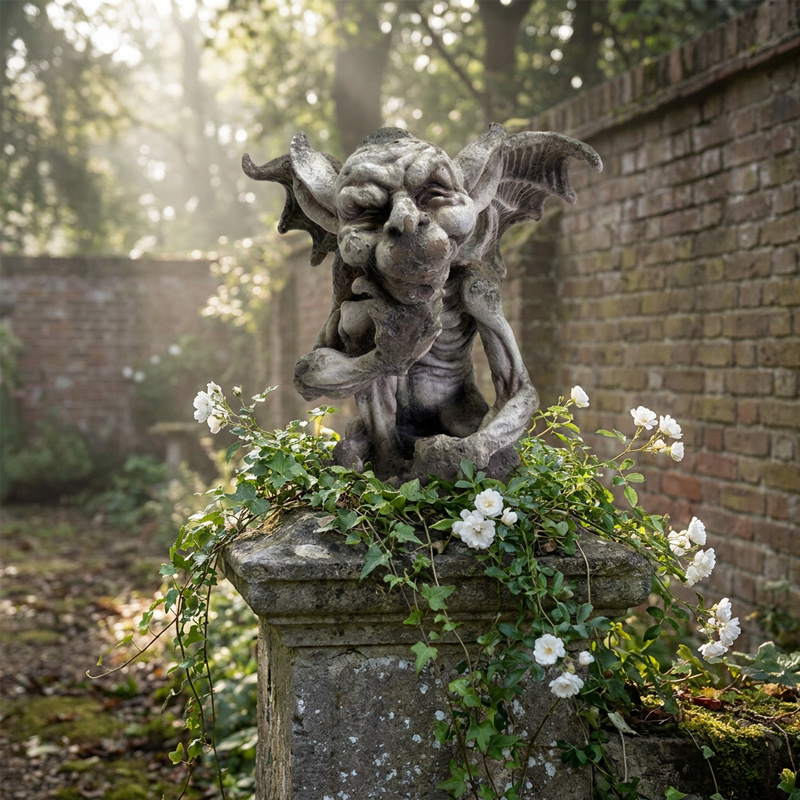 Vintage Gothic Thinker Gargoyle Garden Statue