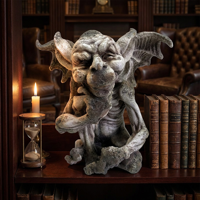 Vintage Gothic Thinker Gargoyle Garden Statue Vintage Gothic Thinker Gargoyle Garden Statue