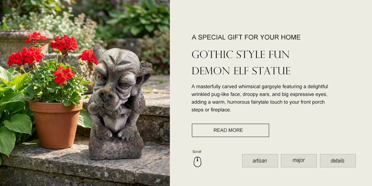 Retro Cute Flop-Eared Gargoyle Stone Statue Retro Cute Flop-Eared Gargoyle Stone Statue