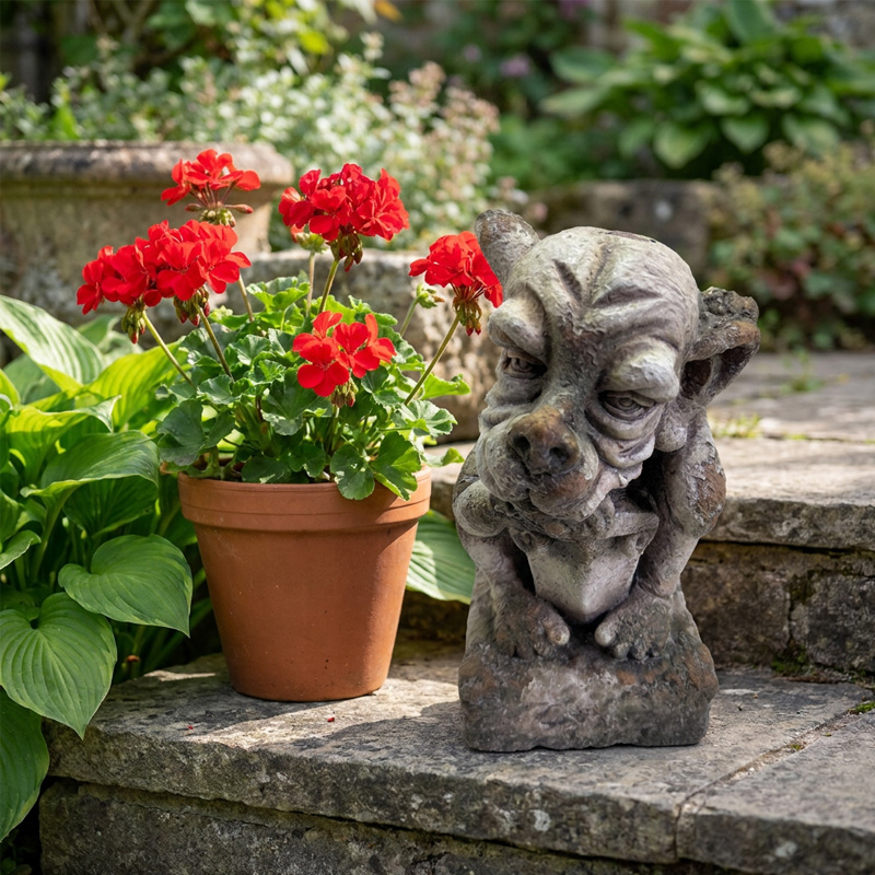 Retro Cute Flop-Eared Gargoyle Stone Statue