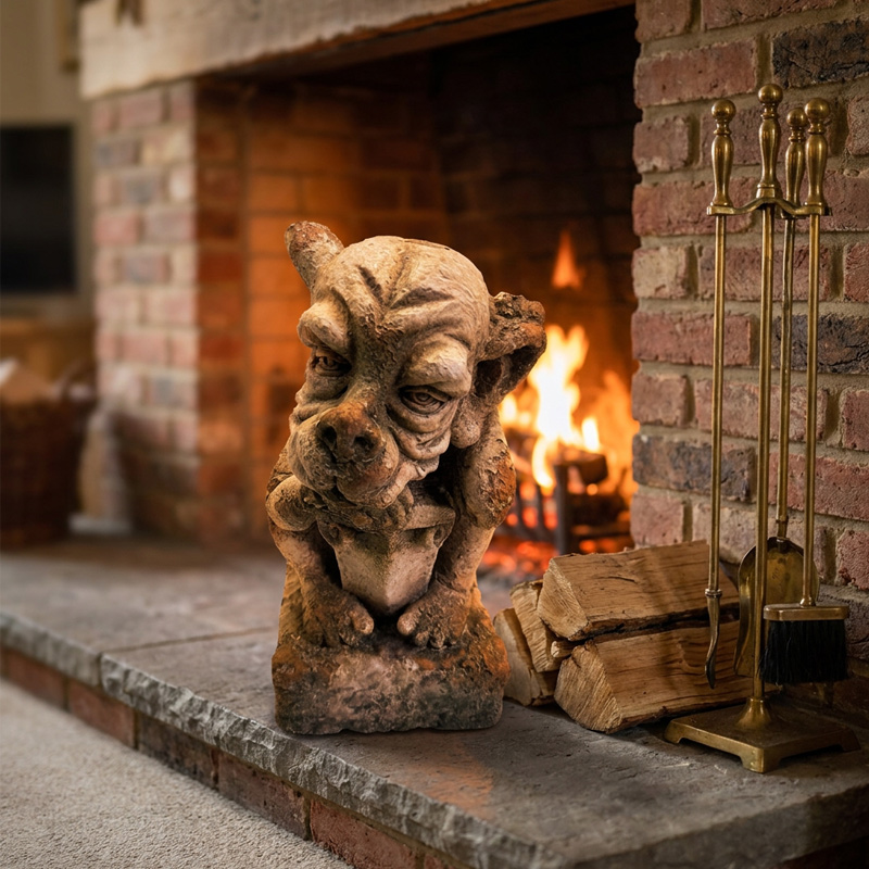 Retro Cute Flop-Eared Gargoyle Stone Statue Retro Cute Flop-Eared Gargoyle Stone Statue