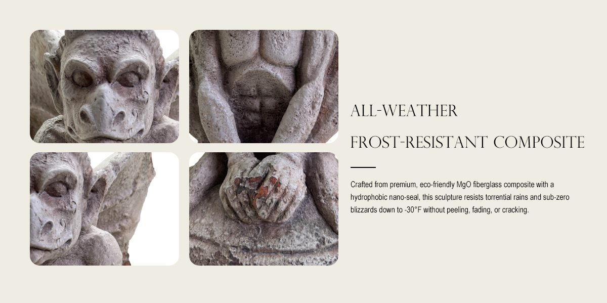 Retro Horned Winged Gargoyle Stone Statue Retro Horned Winged Gargoyle Stone Statue