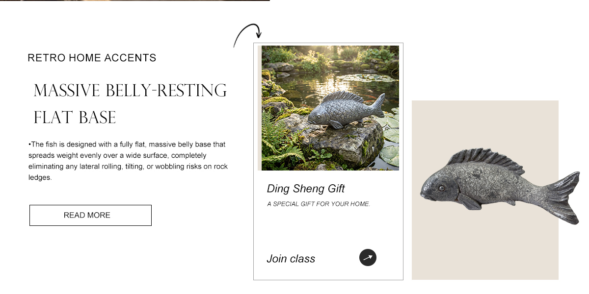  Retro Silver Koi Fish Stone Statue