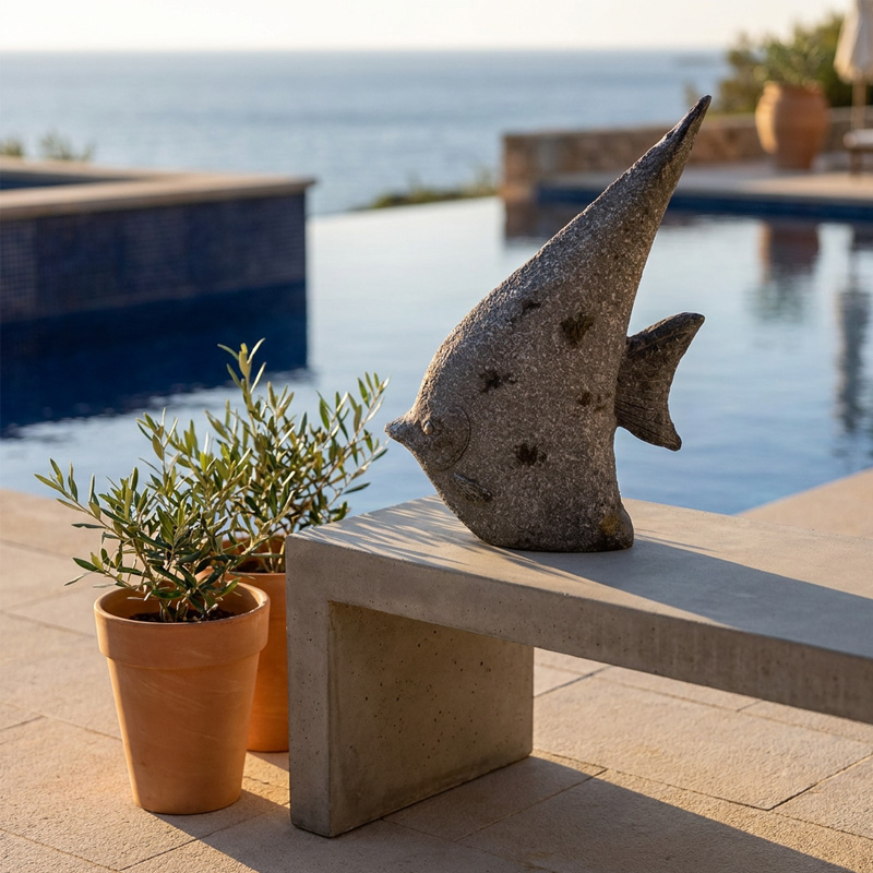 Vintage Modernist Angelfish Garden Statue Vintage Modernist Angelfish Garden Statue
