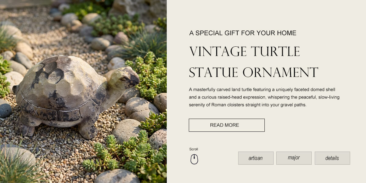  Vintage Zen Tortoise Garden Statue