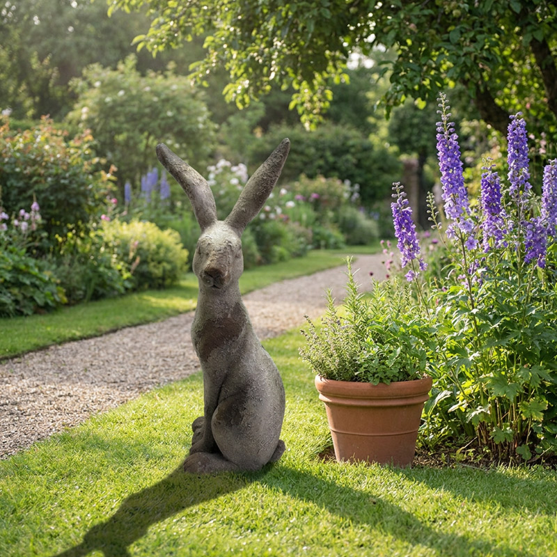 Vintage Standing Wild Hare Garden Statue