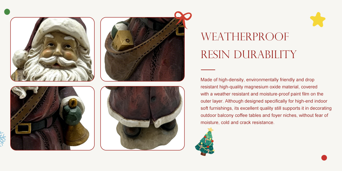 Retro Santa with Bell Christmas Stone Statue Retro Santa with Bell Christmas Stone Statue