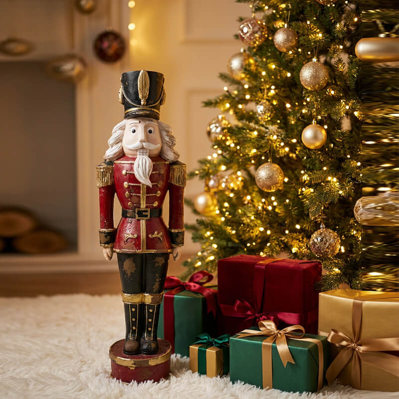 Retro Nutcracker Soldier Christmas Stone Statue