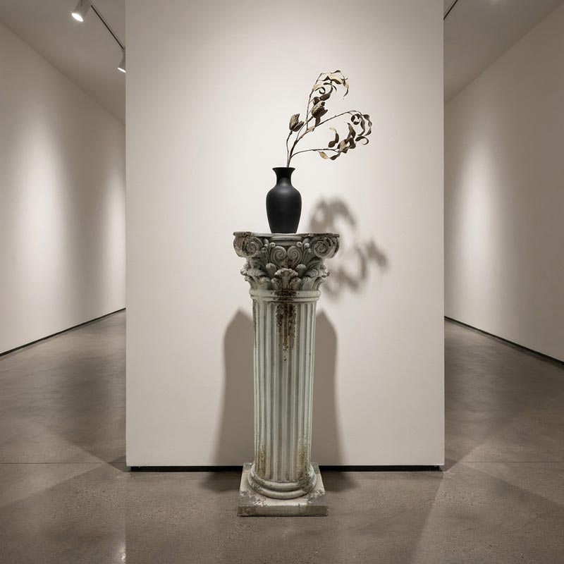 Retro Tall Corinthian Relief Stone Pillar