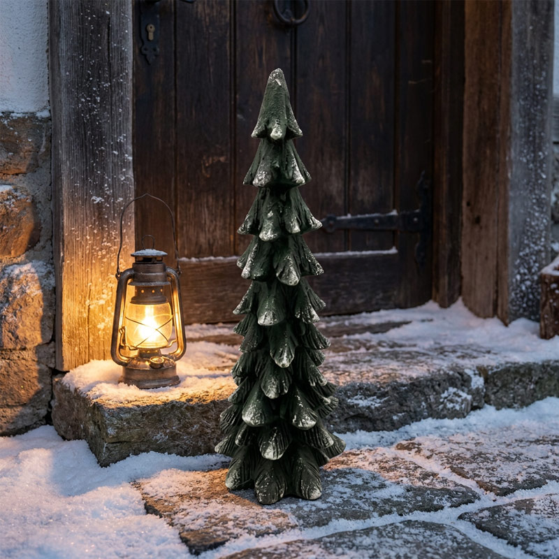  Vintage Snow-Covered Winter Cottage Statue