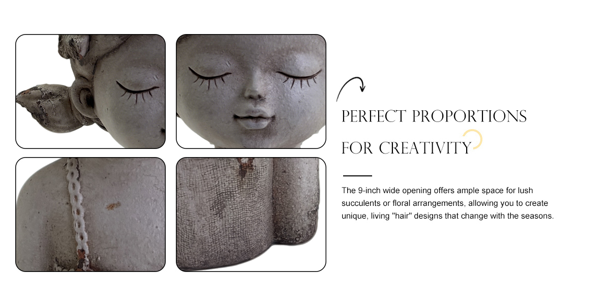 Serene Dreaming Girl Head Planter