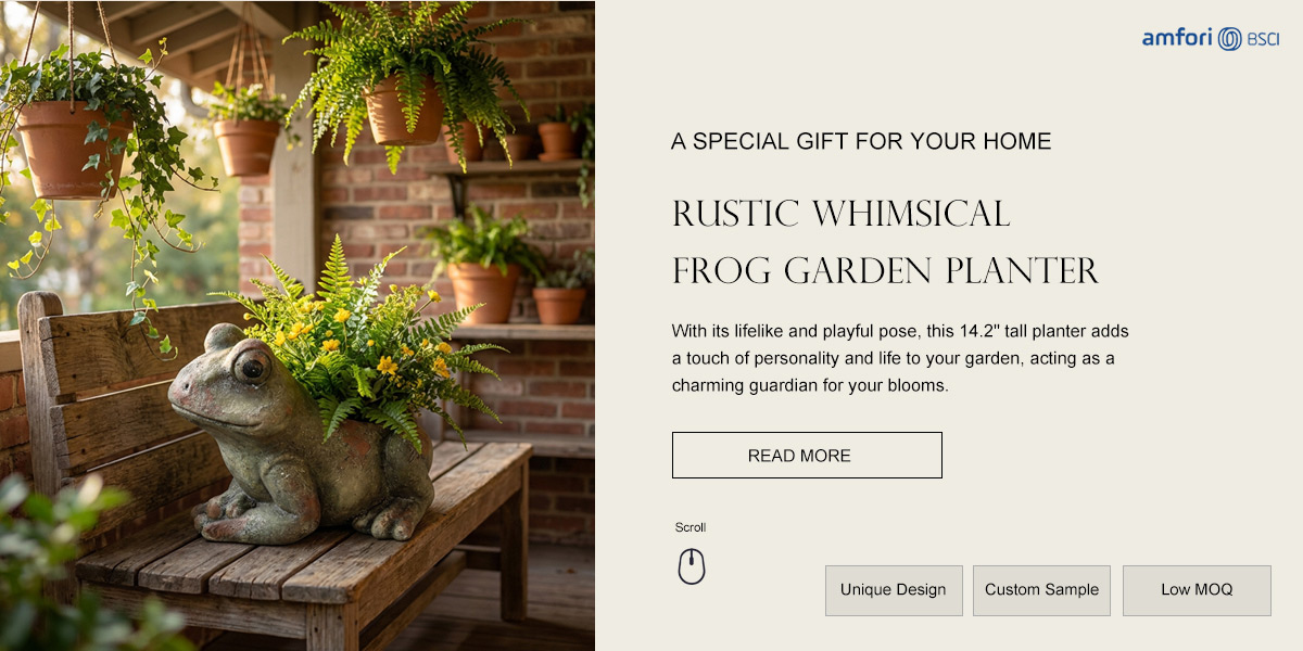 Whimsical Rustic Frog Garden Statue Planter