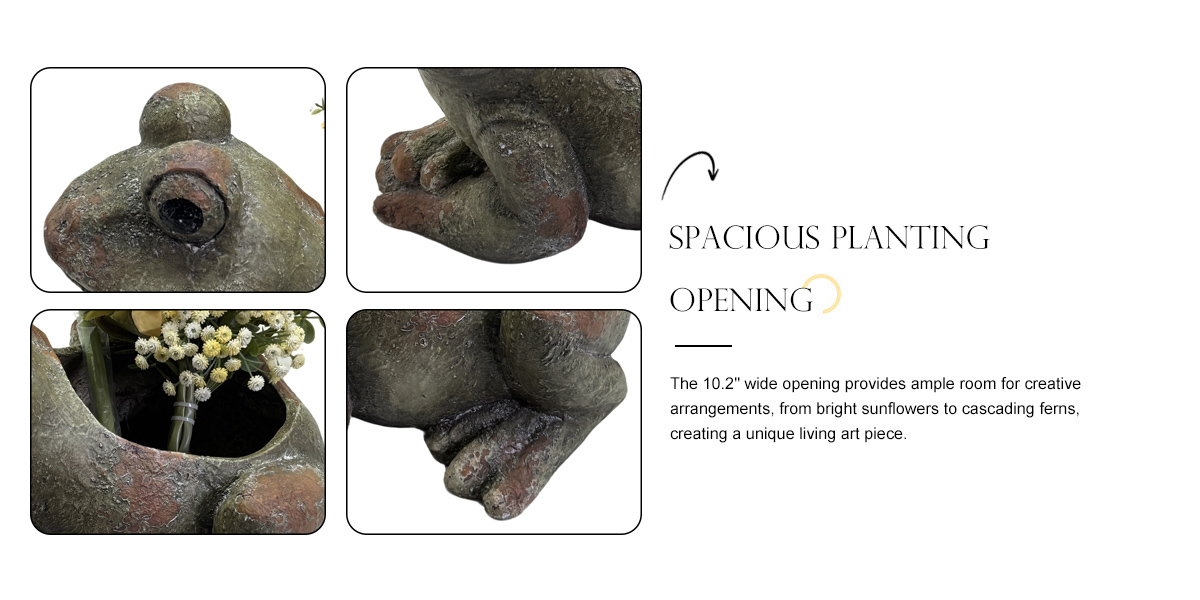Whimsical Rustic Frog Garden Statue Planter