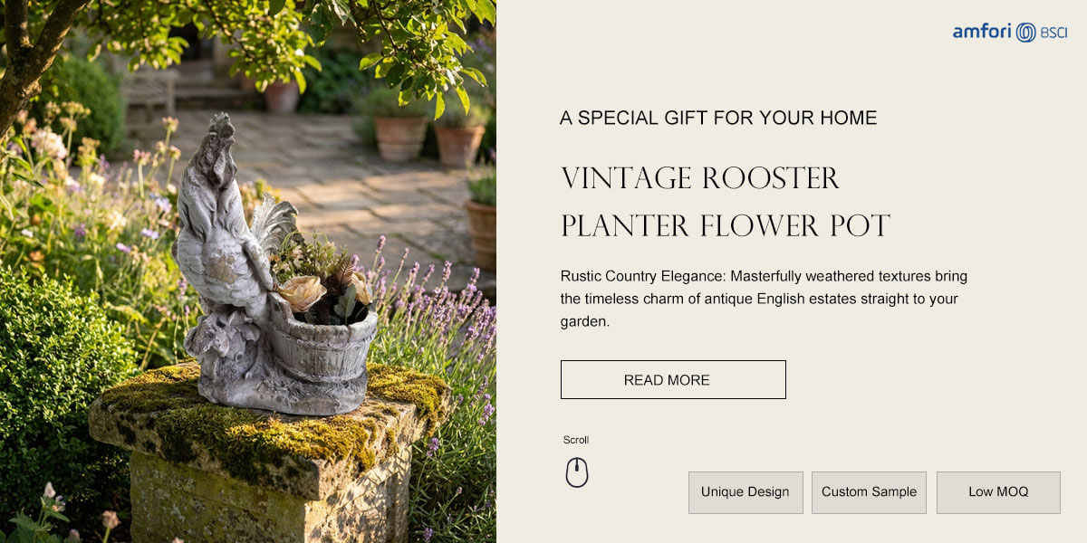 Vintage French Country Rooster Planter