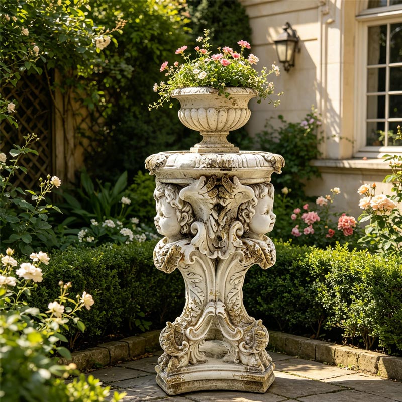 Grand 53cm Cherub Angel Pedesta