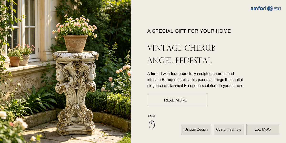 Grand 53cm Cherub Angel Pedesta