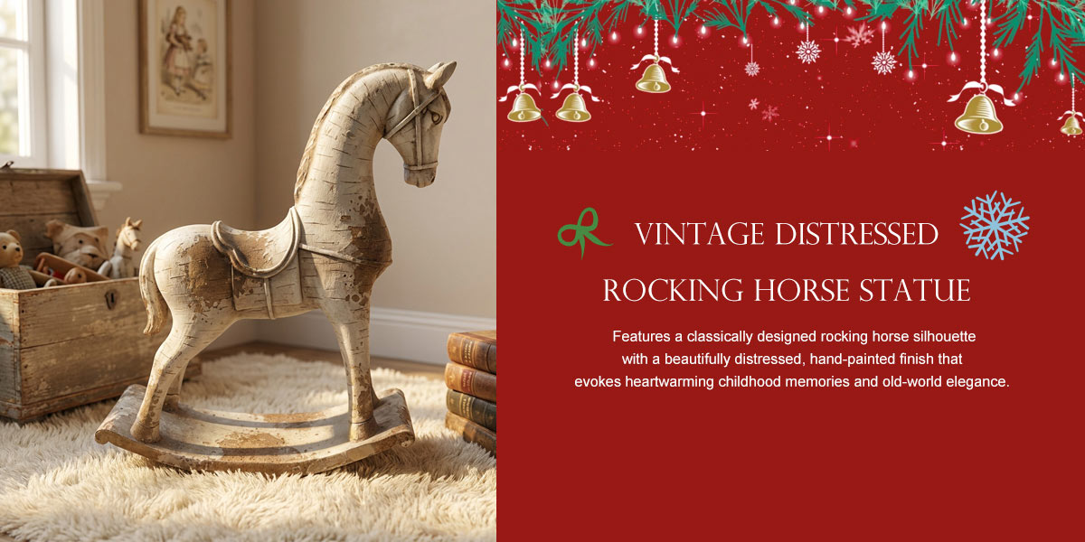 Vintage Distressed Rocking Horse Statue