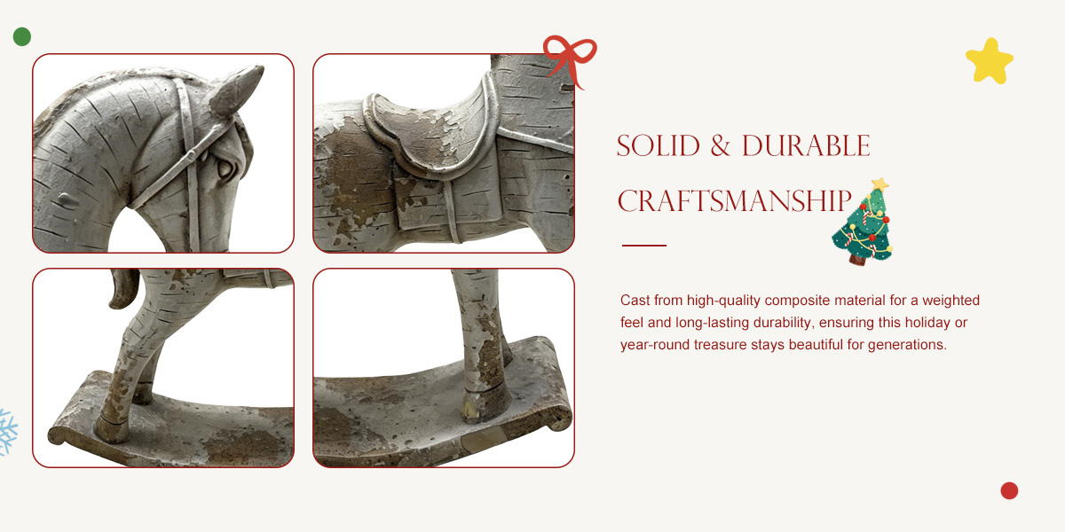 Vintage Distressed Rocking Horse Statue