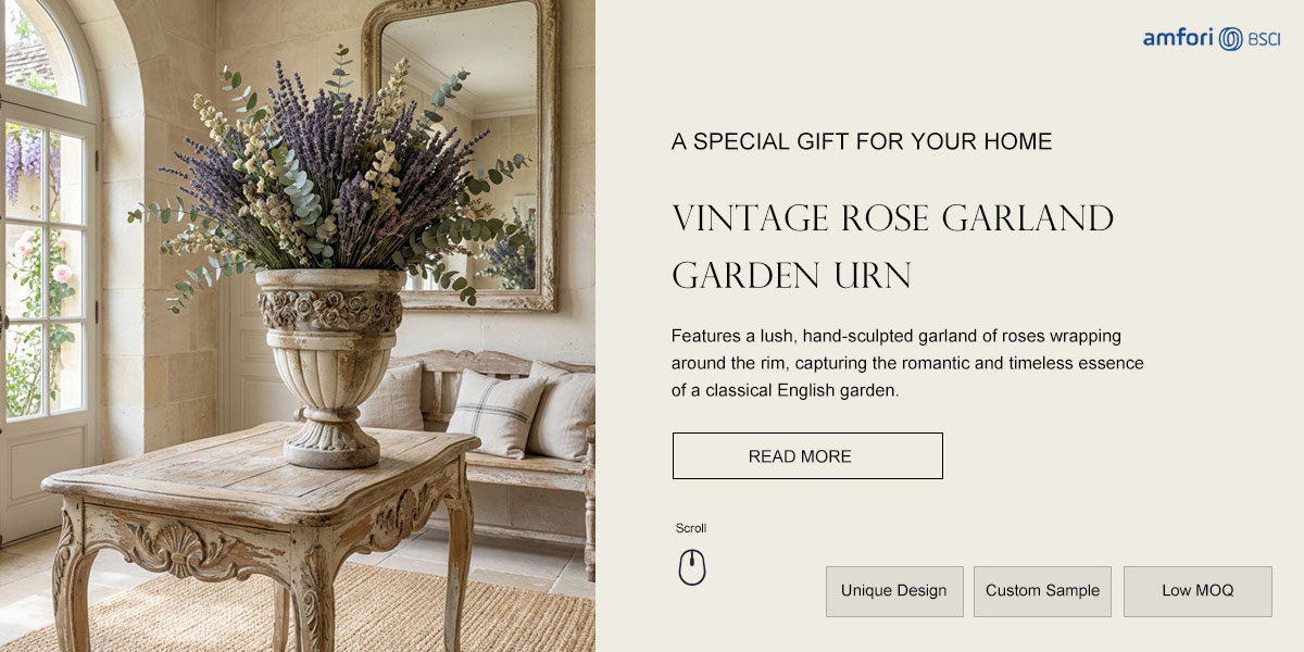 Vintage Rose Garland Garden Urn Vintage Rose Garland Garden Urn
