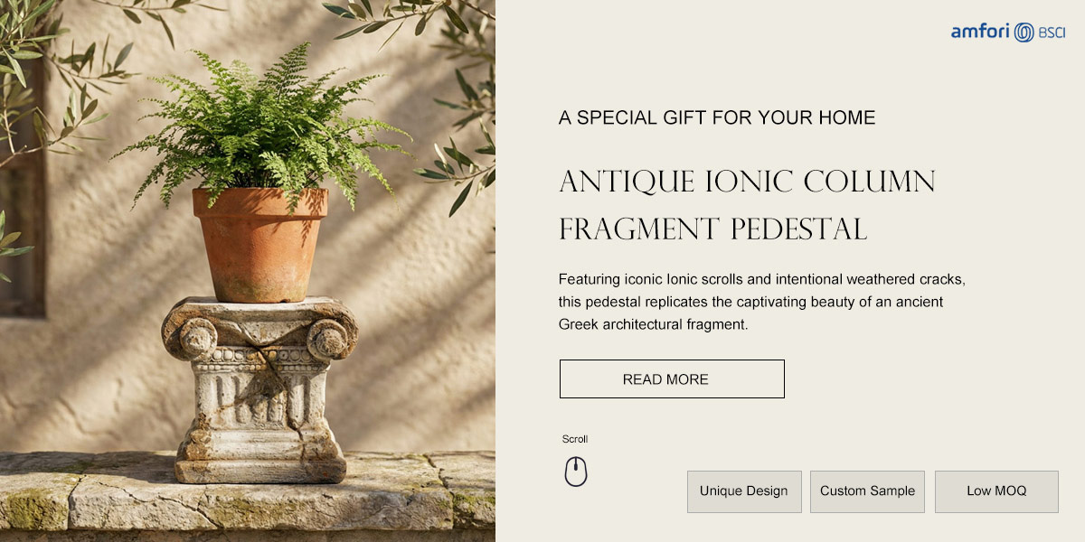 Antique Ionic Column Fragment Pedestal