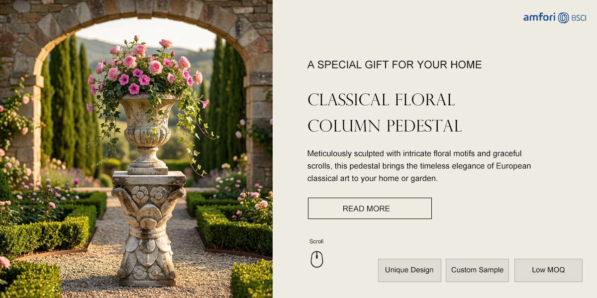 Classical Floral Column Pedestal 
