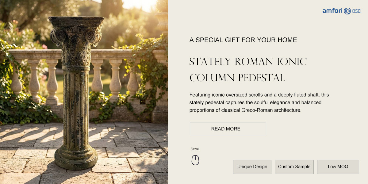 Stately Roman Ionic Column Pedestal 